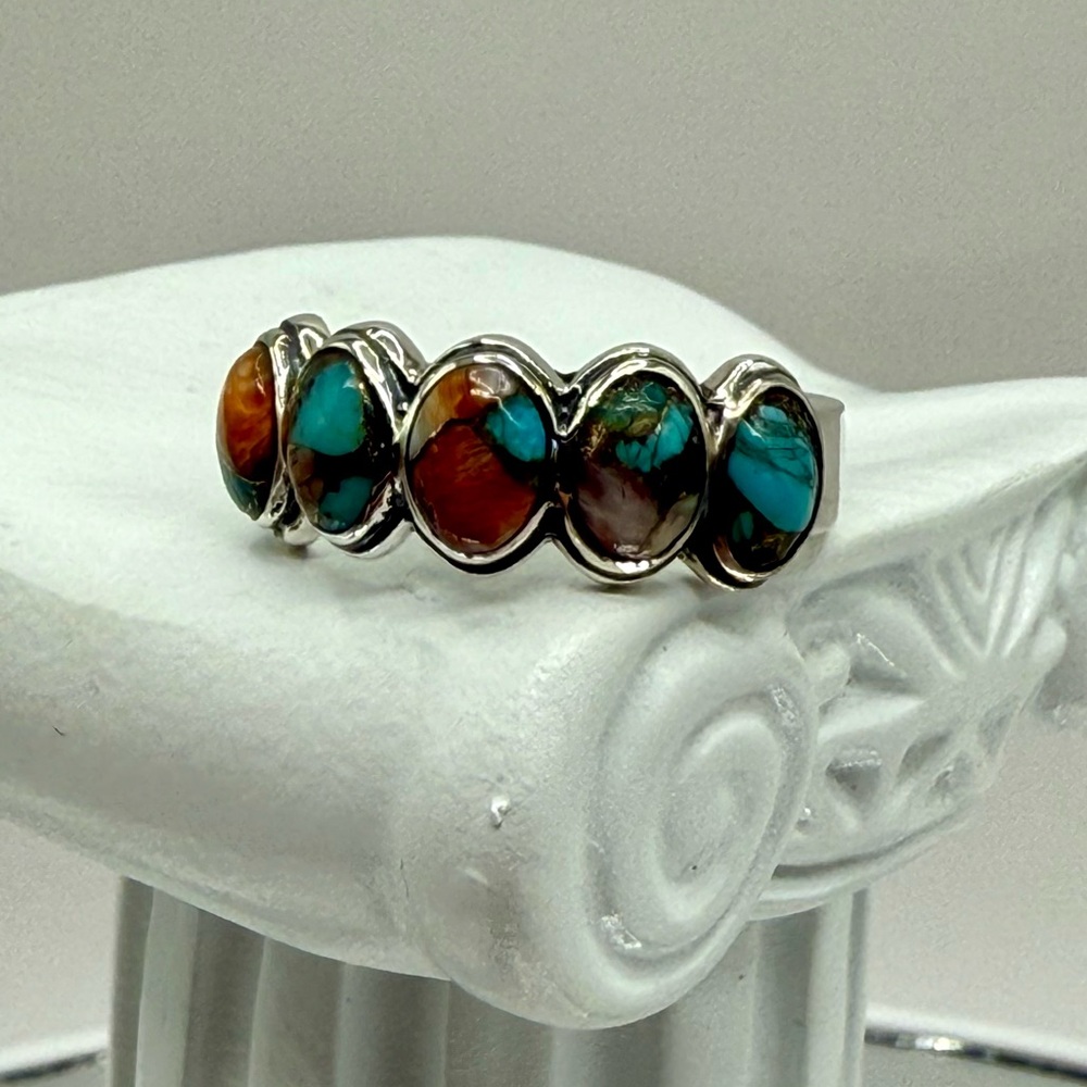NWT Spiny Turquoise Stones Set in Sterling Silver Ring - Picture 2 of 10